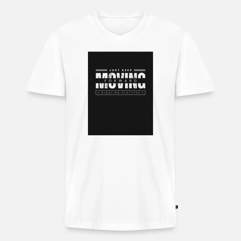 Continue simplement d’avancer, ornithorynque - T-shirt encolure en V Premium bio Homme - blanc