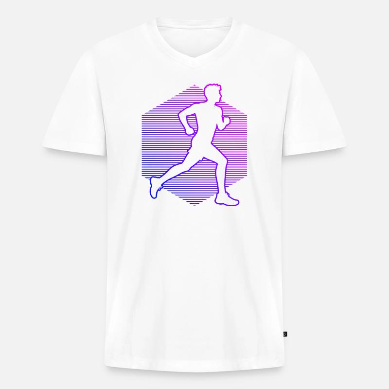 Geschenkidee für einen Running mit Running - Männer Premium Bio T-Shirt mit V-Ausschnitt - Weiß