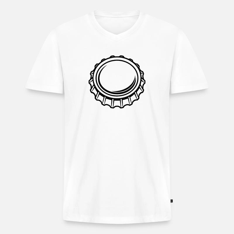 Flaschendeckel - Männer Premium Bio T-Shirt mit V-Ausschnitt - Weiß