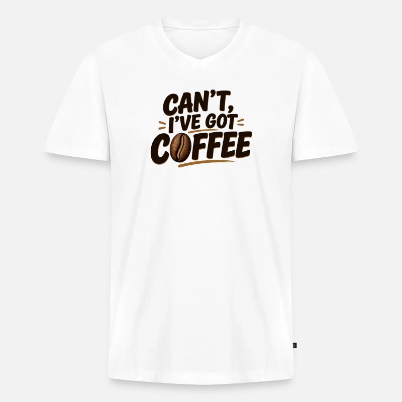 Geht nicht, ich habe Kaffee - Männer Premium Bio T-Shirt mit V-Ausschnitt - Weiß