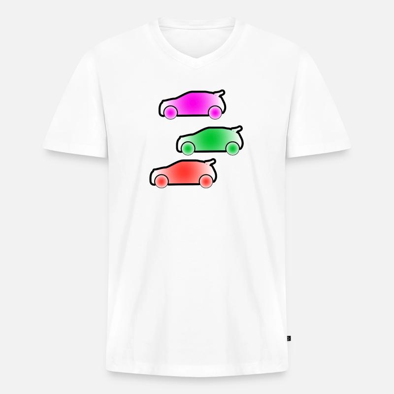 Autos - Männer Premium Bio T-Shirt mit V-Ausschnitt - Weiß