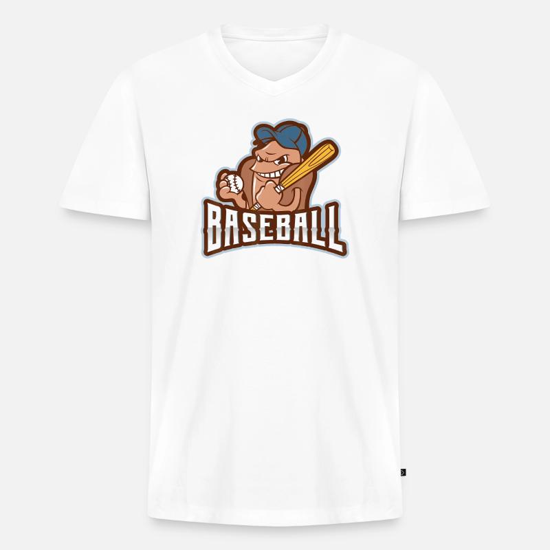 Rogue Batter Baseball-Maskottchen - Männer Premium Bio T-Shirt mit V-Ausschnitt - Weiß