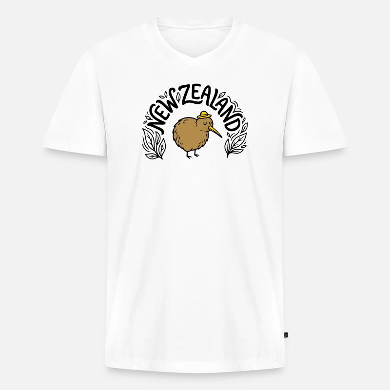Neuseeland - Männer Premium Bio T-Shirt mit V-Ausschnitt - Weiß