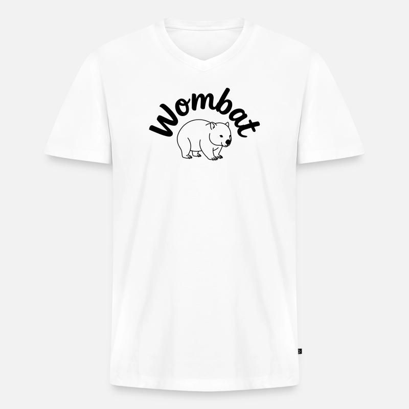 Wombat - Männer Premium Bio T-Shirt mit V-Ausschnitt - Weiß