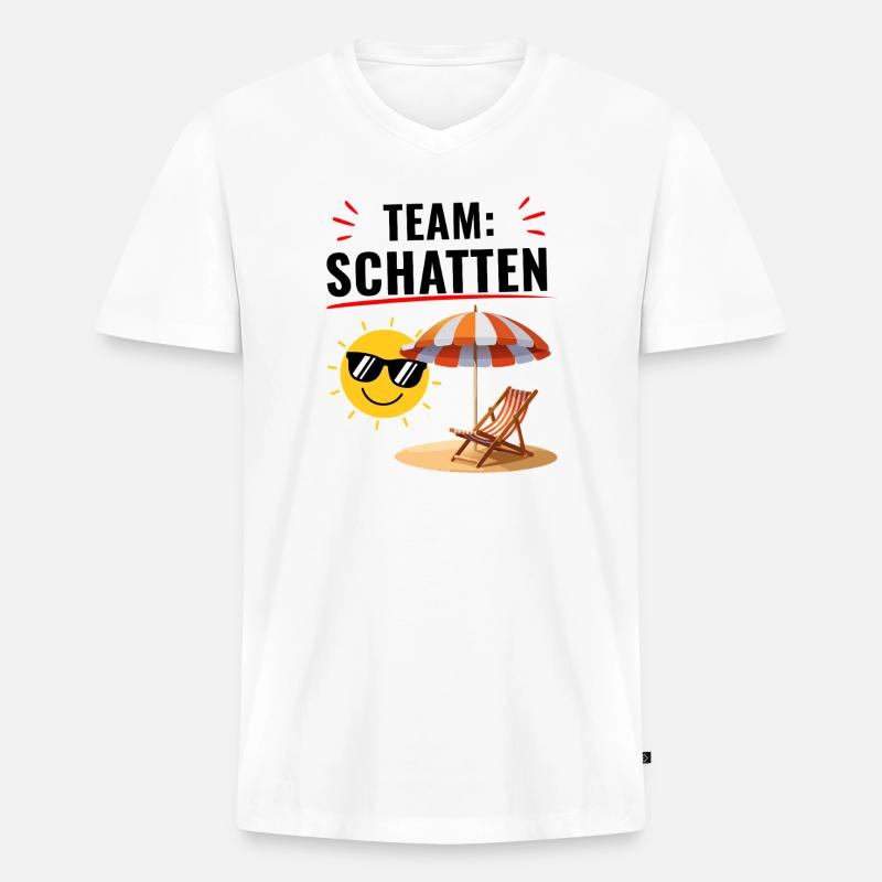 Team Schatten Vibes - Männer Premium Bio T-Shirt mit V-Ausschnitt - Weiß