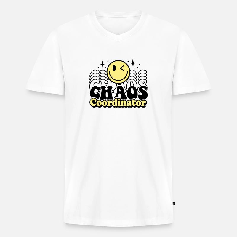 Koordinator - Männer Premium Bio T-Shirt mit V-Ausschnitt - Weiß
