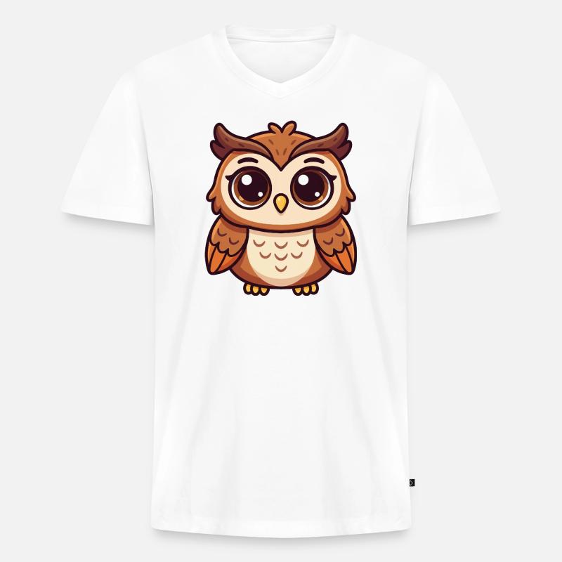 Verspielte Eule - Männer Premium Bio T-Shirt mit V-Ausschnitt - Weiß