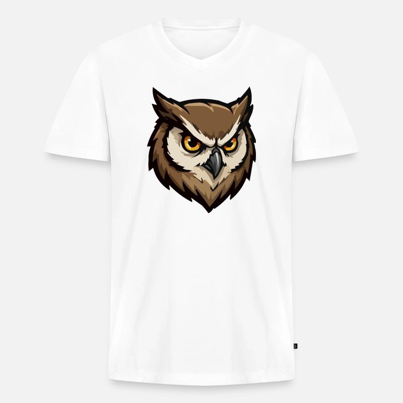 Wachender Eulenkopf Pixel-Stil - Männer Premium Bio T-Shirt mit V-Ausschnitt - Weiß