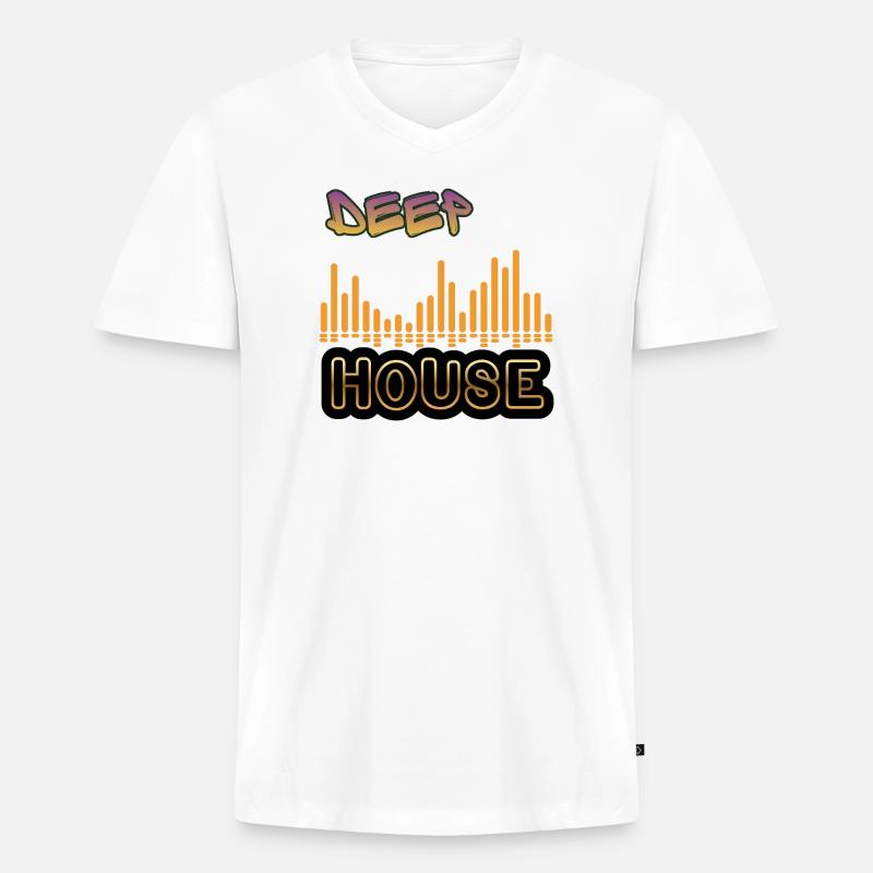 Deep House. - Männer Premium Bio T-Shirt mit V-Ausschnitt - Weiß
