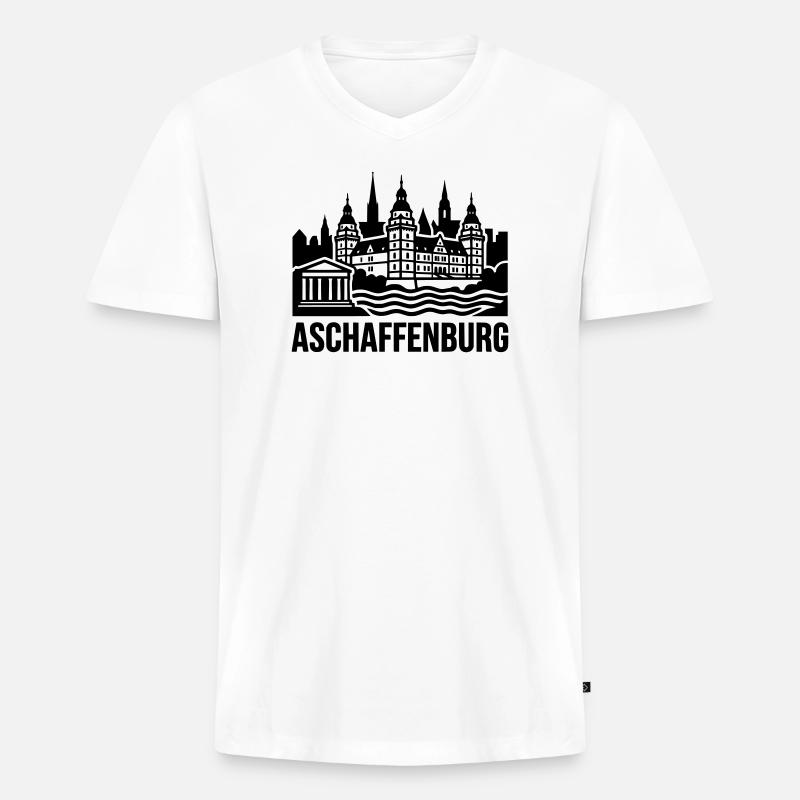 Aschaffenburg Silhouette Wahrzeichen - Männer Premium Bio T-Shirt mit V-Ausschnitt - Weiß