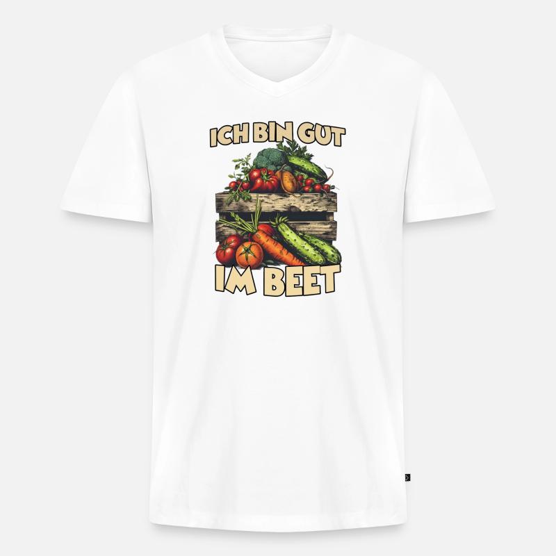 Hochbeet Gemüse Gartenarbeit Selbstversorger - Männer Premium Bio T-Shirt mit V-Ausschnitt - Weiß