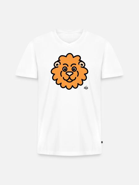 Lion Large - Men's Premium Organic T-shirt with V-neck - white