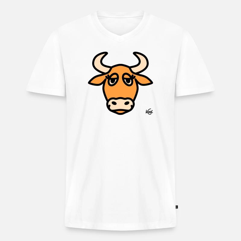 Stier groß - Männer Premium Bio T-Shirt mit V-Ausschnitt - Weiß