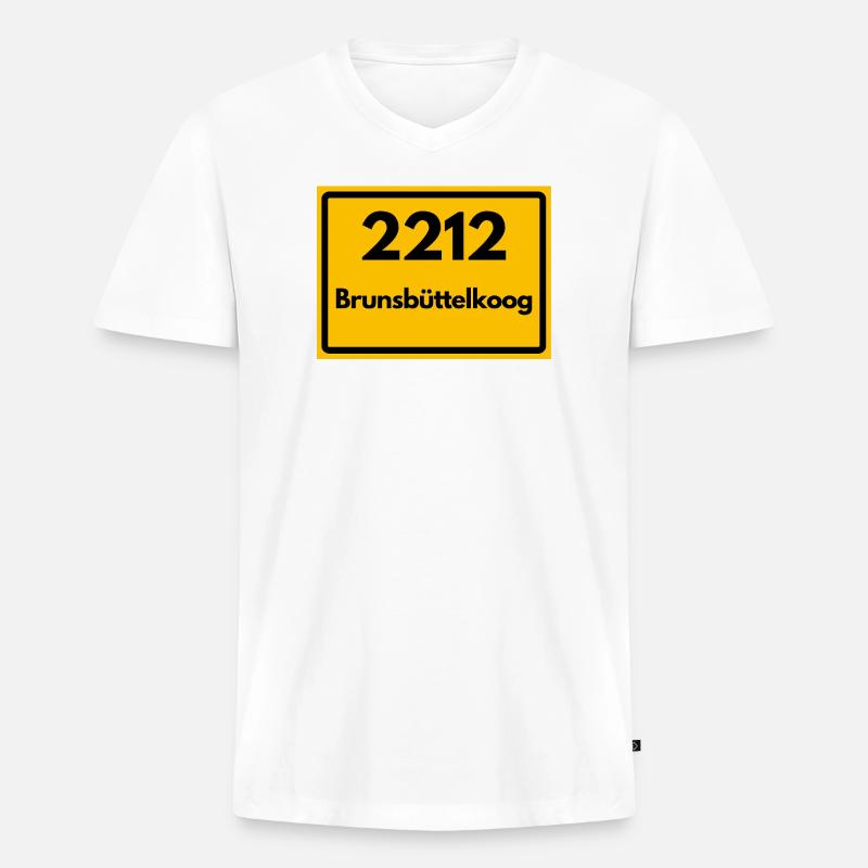 ALTE POSTLEITZAHL 2212 BRUNSBÜTTELKOOG - Männer Premium Bio T-Shirt mit V-Ausschnitt - Weiß