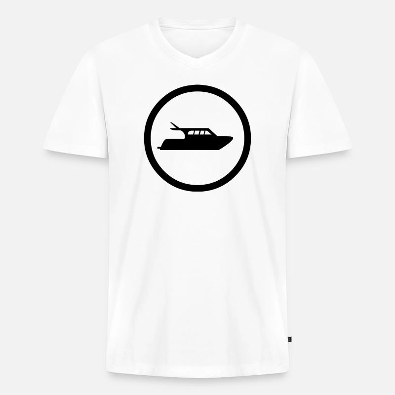 Motorboot - Männer Premium Bio T-Shirt mit V-Ausschnitt - Weiß