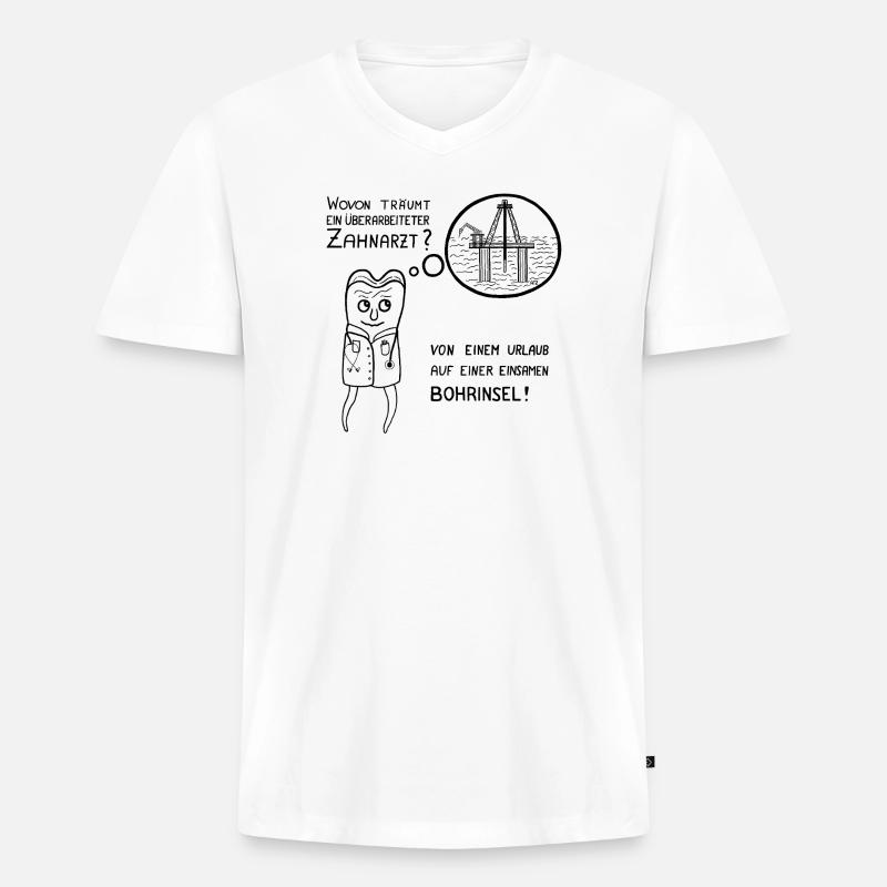 zahnarzt-bohrinsel - Männer Premium Bio T-Shirt mit V-Ausschnitt - Weiß