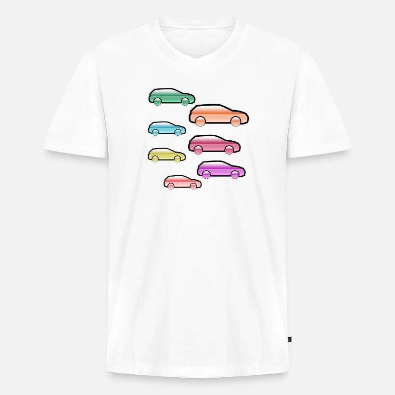Autos - Männer Premium Bio T-Shirt mit V-Ausschnitt - Weiß