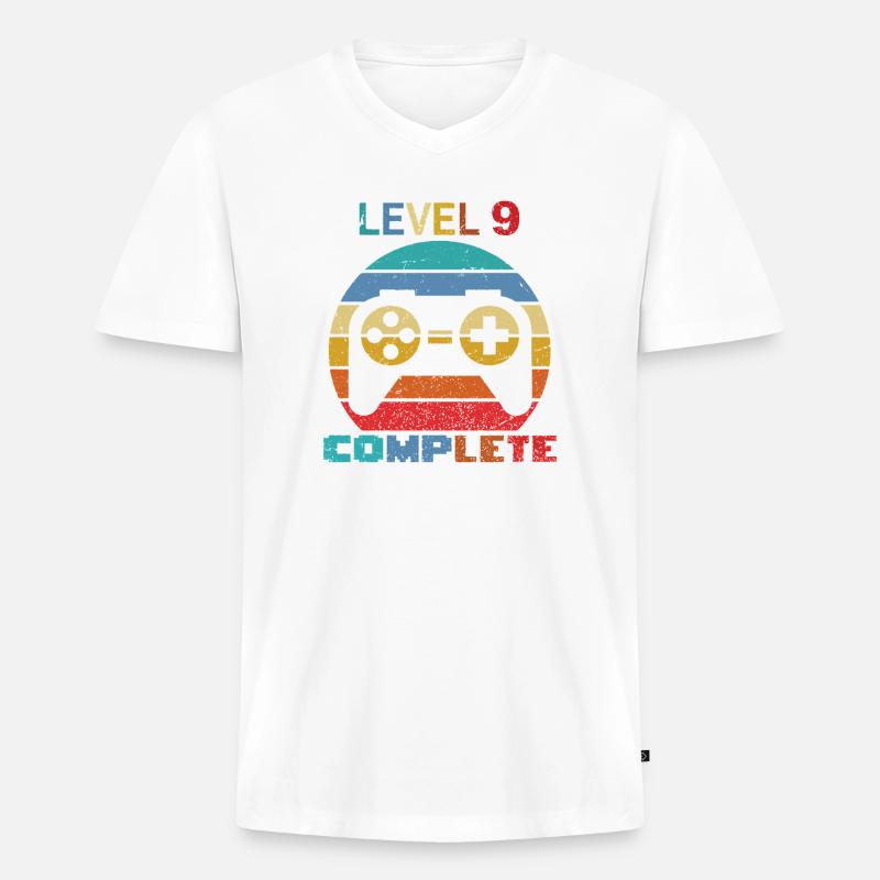 level 9 complete - Männer Premium Bio T-Shirt mit V-Ausschnitt - Weiß