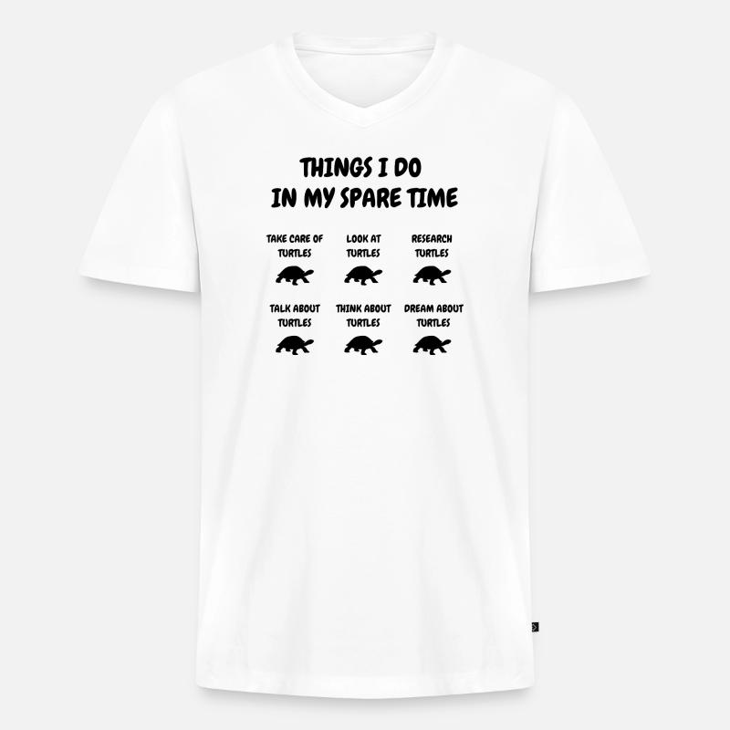 Obsessed with Turtles - Männer Premium Bio T-Shirt mit V-Ausschnitt - Weiß