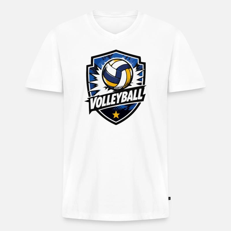 Volleyball Shield Dynamik - Männer Premium Bio T-Shirt mit V-Ausschnitt - Weiß