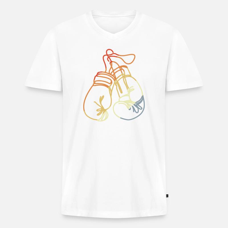 Boxhandschuhe Retro Style - Männer Premium Bio T-Shirt mit V-Ausschnitt - Weiß