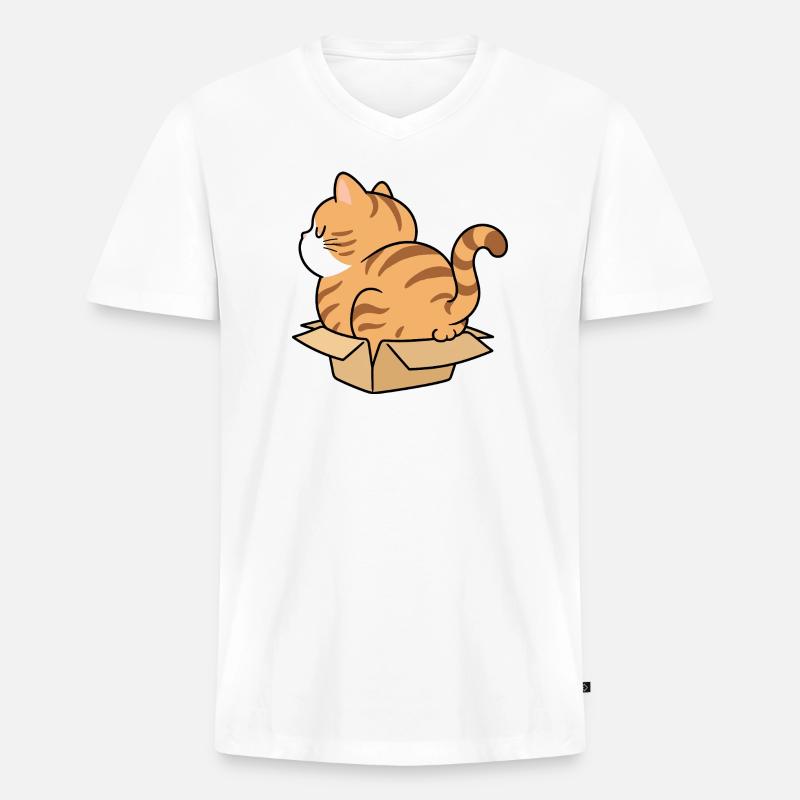 Katzenkind im Karton - Männer Premium Bio T-Shirt mit V-Ausschnitt - Weiß