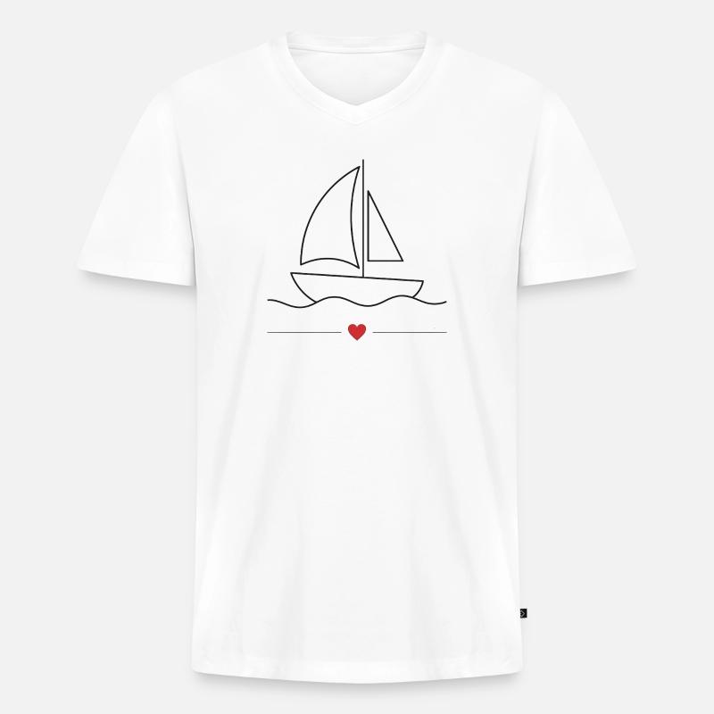Motorboot-Sportboot - Männer Premium Bio T-Shirt mit V-Ausschnitt - Weiß