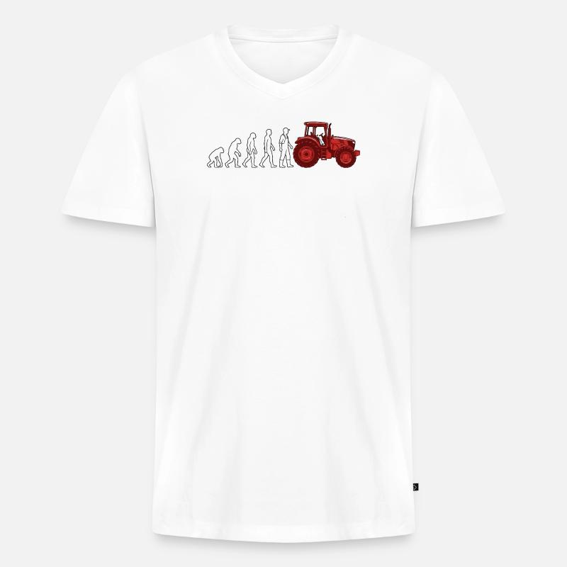 Evolution Farmer Farmer Traktor - Männer Premium Bio T-Shirt mit V-Ausschnitt - Weiß