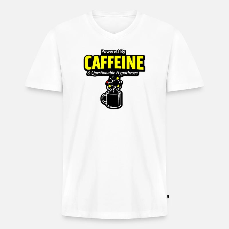 Kaffeechemie: Koffein Molekül Becher - Männer Premium Bio T-Shirt mit V-Ausschnitt - Weiß