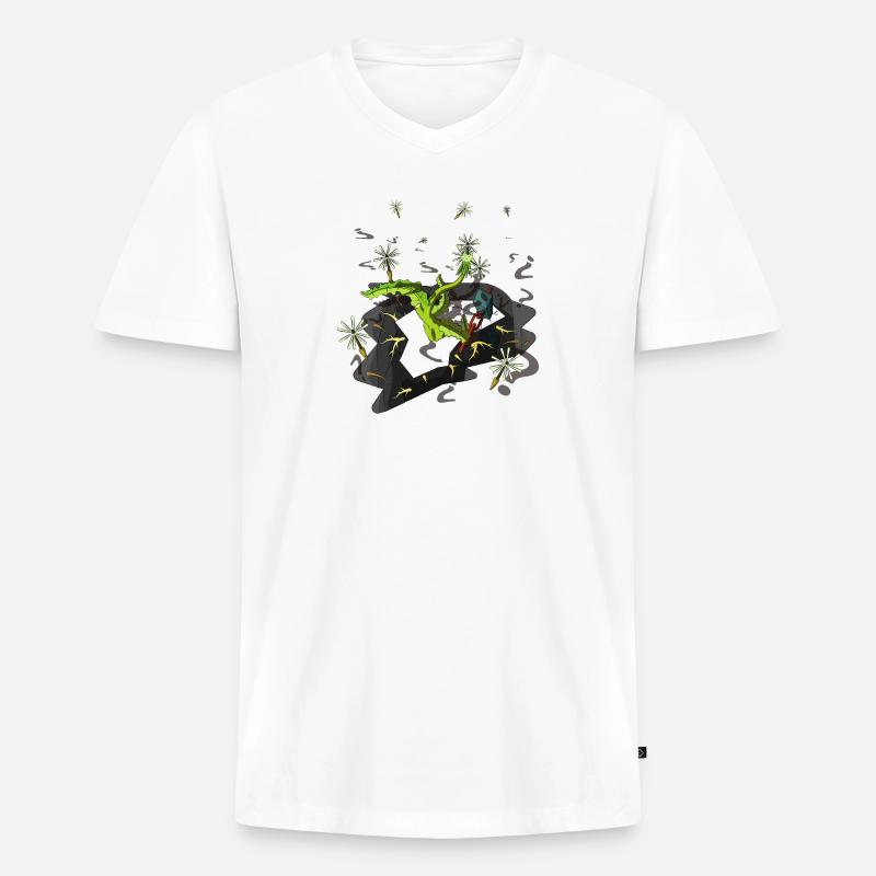 BLEW - Männer Premium Bio T-Shirt mit V-Ausschnitt - Weiß