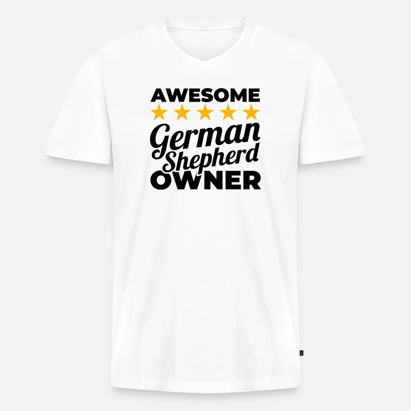 Bester Schäferhund Besitzer - Männer Premium Bio T-Shirt mit V-Ausschnitt - Weiß