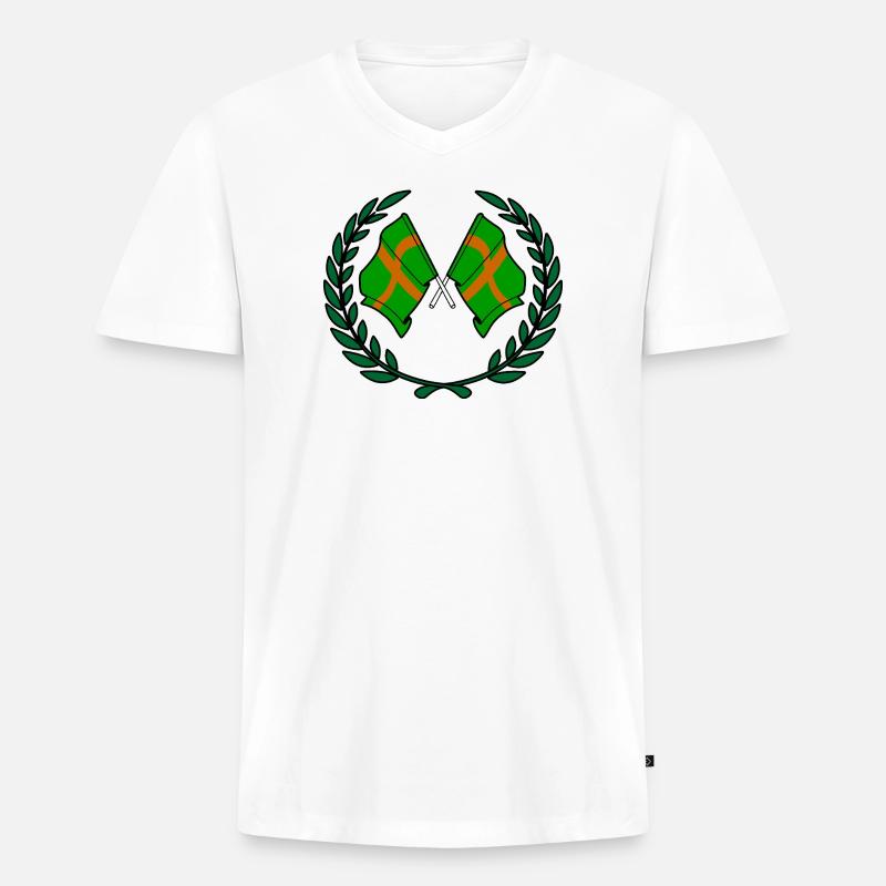 Walking Crest Custom - Männer Premium Bio T-Shirt mit V-Ausschnitt - Weiß