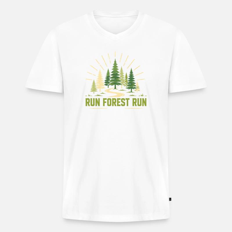 Trailrunning – Run Forest Run - Männer Premium Bio T-Shirt mit V-Ausschnitt - Weiß