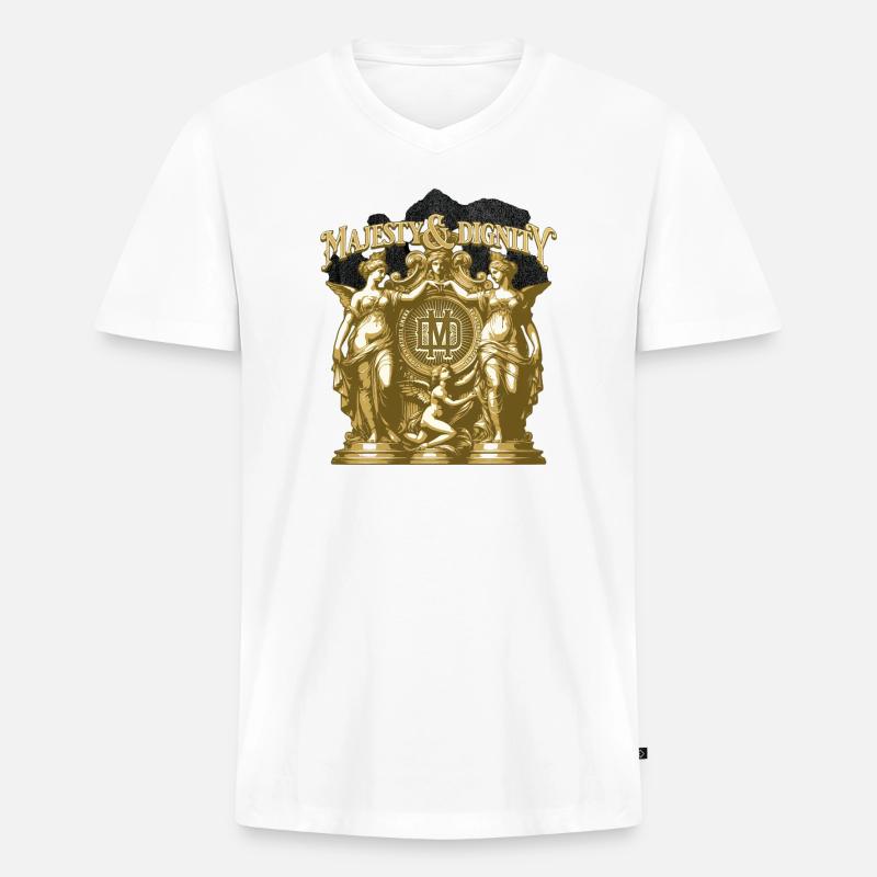 Majesty & Dignity Gold Crest - Männer Premium Bio T-Shirt mit V-Ausschnitt - Weiß