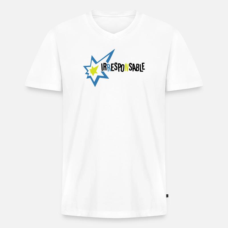 Irresponsable - T-shirt encolure en V Premium bio Homme - blanc