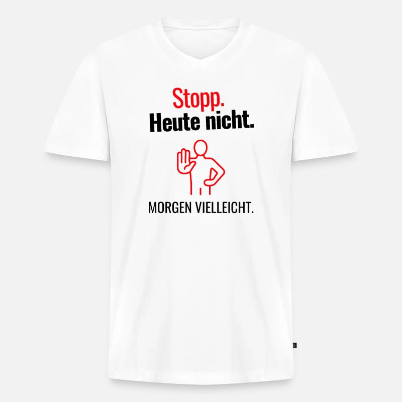 Stopp - Männer Premium Bio T-Shirt mit V-Ausschnitt - Weiß