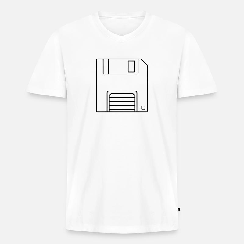 Diskette - Männer Premium Bio T-Shirt mit V-Ausschnitt - Weiß