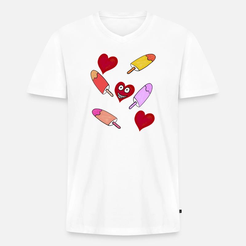 Eis Eiskrem Eiscreme Kinder - Männer Premium Bio T-Shirt mit V-Ausschnitt - Weiß