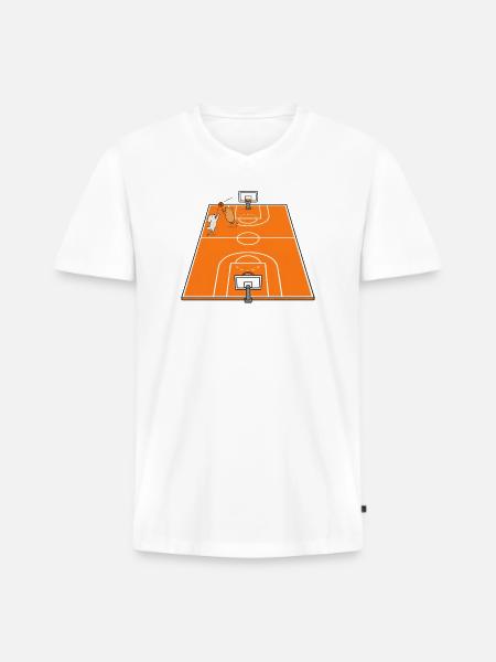 Basketballmatch Hund und Capybara - Männer Premium Bio T-Shirt mit V-Ausschnitt - Weiß