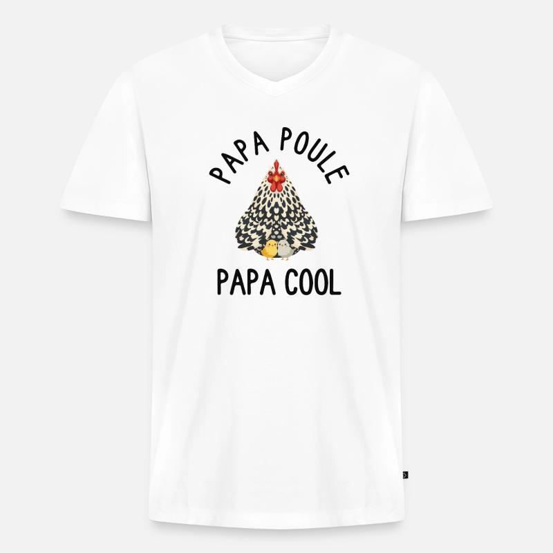 Daddy Hen Cool Daddy - Männer Premium Bio T-Shirt mit V-Ausschnitt - Weiß