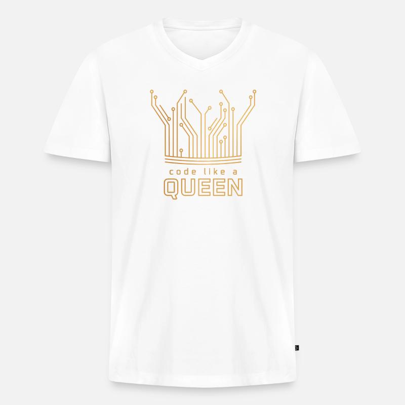 Code Like a Queen - Männer Premium Bio T-Shirt mit V-Ausschnitt - Weiß