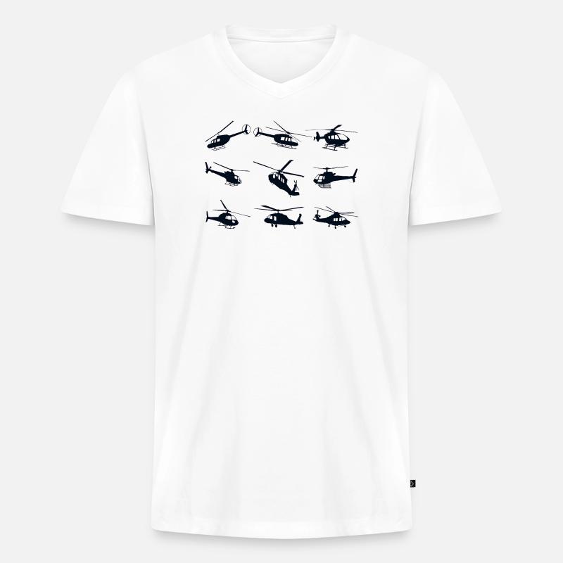 Hubschrauber Helikopeter - Männer Premium Bio T-Shirt mit V-Ausschnitt - Weiß