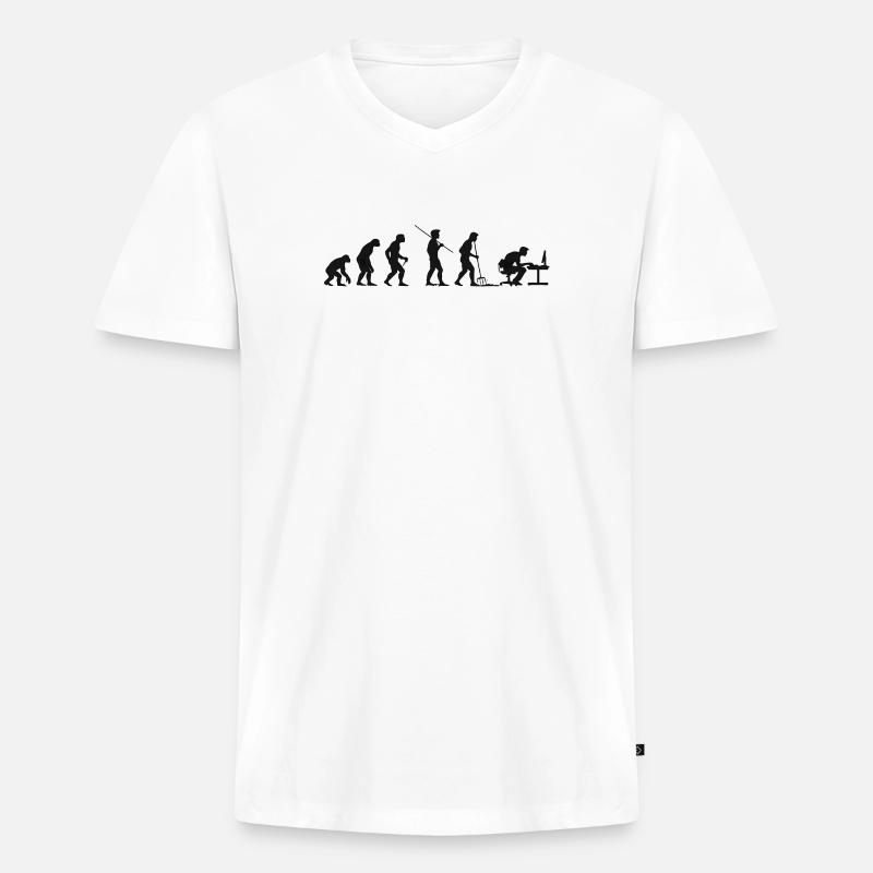 Programmeur Computer Freak Evolution - T-shirt encolure en V Premium bio Homme - blanc