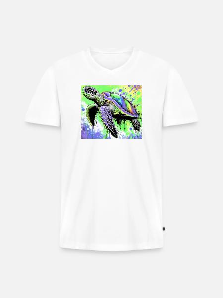 turtle - Men's Premium Organic T-shirt with V-neck - white