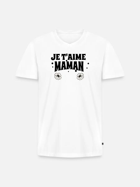Ich liebe dich, Mama - Männer Premium Bio T-Shirt mit V-Ausschnitt - Weiß