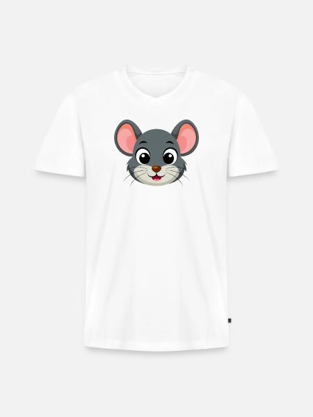 Petite souris mignonne - T-shirt encolure en V Premium bio Homme - blanc