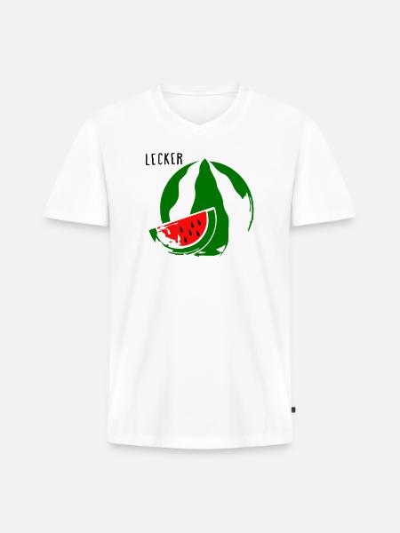 Melone - Männer Premium Bio T-Shirt mit V-Ausschnitt - Weiß