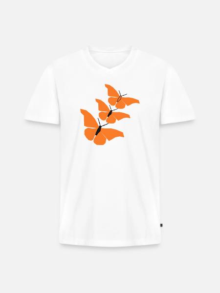3_schmetterlinge_22 - T-shirt encolure en V Premium bio Homme - blanc
