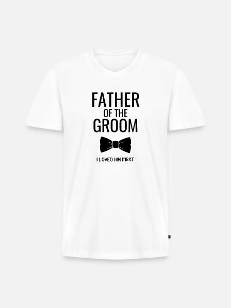 Father Groom Bowtie - Men's Premium Organic T-shirt with V-neck - white