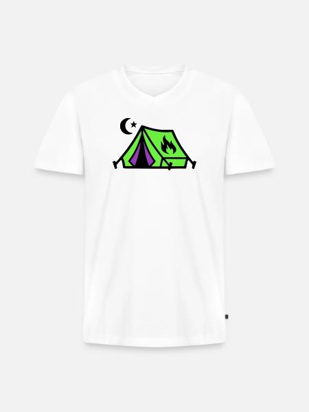 Tent Campfire Festival Icon - Men's Premium Organic T-shirt with V-neck - white